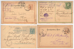 Österreich, 1893/08, PERFINS in KORRESPONDENZKARTEN, 4 Ganszachen ...