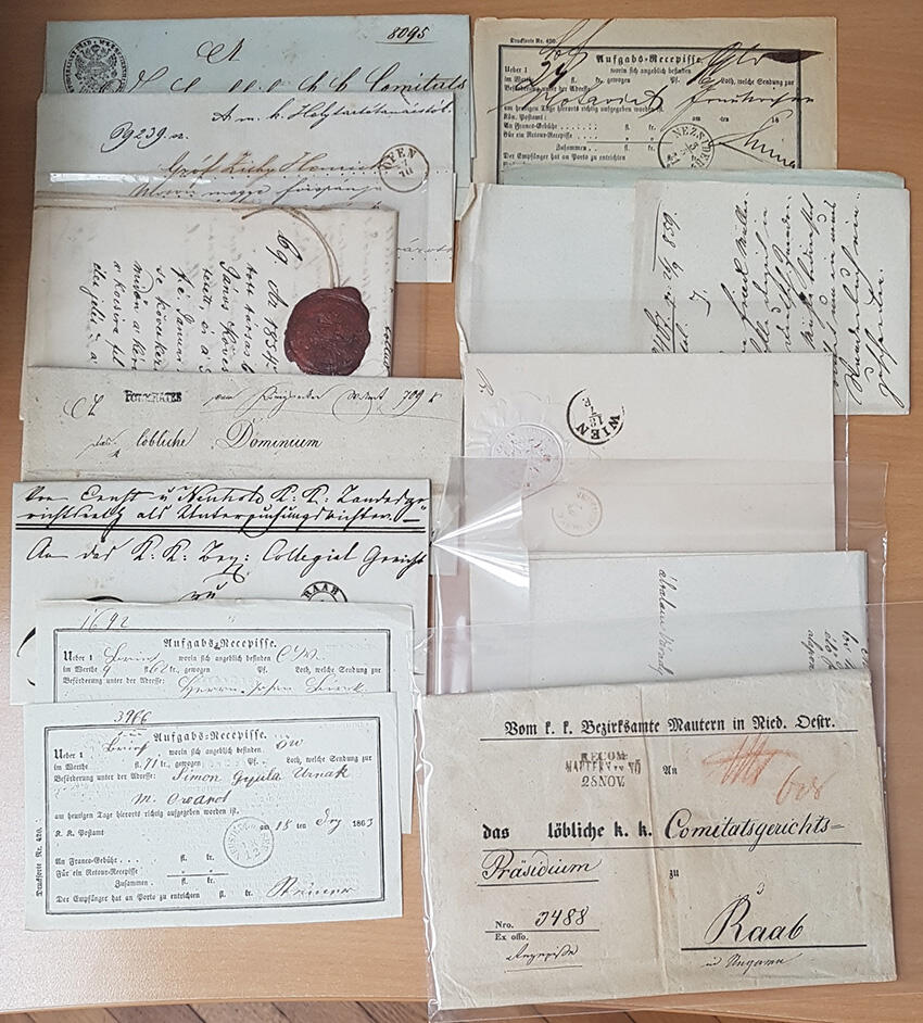 Österreich, 1800/60, Ungarn / Burgenland, große Kiste mit Belegen, ...