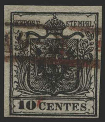 Lombardei & Venetien, 1850, Lombardei, MILANO, Rotstempel, 480 p, ...