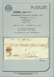 Österreich, 1850, Mähren, POSORITZ, 600 p, klarer Abschlag des ...