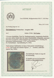 Österreich, 1850, Mähren, ZNAIM, 900 p, 5 H II, 9 kr, Handpapier, ...