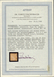 Österreich, 1851, 7 Ib, 6 kr, ockergelb, Gelber Merkur, ungebraucht ...