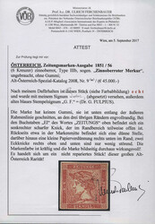Österreich, 1851, 9 IIIb, 6 kr, zinnoberrot, Zinnober Merkur, ...