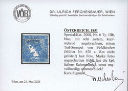 Österreich, 1851, Kärnten, FELDKIRCHEN, unbekannter ROTER ...