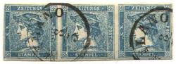 Österreich, 1851, Lombardei, MILANO, 1 p, 6 III b, 0,6 kr, blau, ...