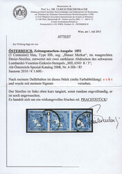 Österreich, 1851, Lombardei, MILANO, 1 p, 6 III b, 0,6 kr, blau, ...