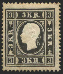Österreich, 1858, 11 Iax, 3 kr, schwarz, beide R verstümmelt, ...