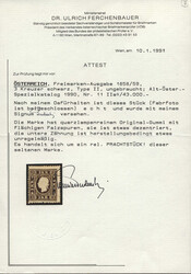 Österreich, 1858, 11 IIa, 3 kr, schwarz, Kaiser Franz Joseph, ...