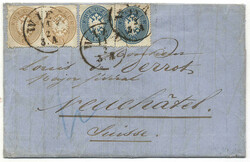 Österreich, 1863, Wien/Vororte, WIEN, reine Mehrfachbuntfrankatur ...
