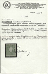 Österreich, 1858, 12 c, 3 kr, gelblichgrün, Kaiser Franz Joseph, ...