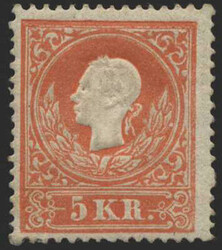 Österreich, 1858, 13 Ia, 5 kr, rot, Kaiser Franz Joseph, ungebraucht ...