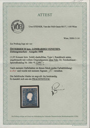 Österreich, 1858, 16 b, 1,05 kr, dunkelblau, voll- bis breitrandige ...