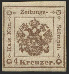 Österreich, 1858, 4 a, 4 kr., braun, Zeitungsstempelmarken, ...