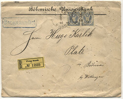 Österreich, 1890, Böhmen, PRAG, wirkungsvoller REKO nach PLATZ bei ...