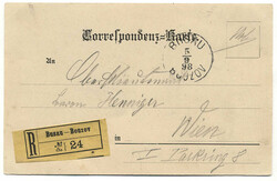 Österreich, 1898, Mähren, BUSAU / BOUZOW, geschnitter Rekozettel ...