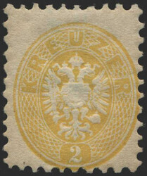 Österreich, 1863/64, 30 a, 2 kr, gelb, Doppeladler, KZ 9 1/2, ...