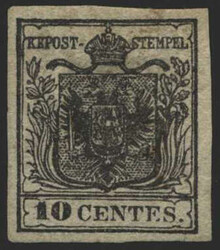 Lombardei & Venetien, 1850, 2 H I, 10 cts, Handpapier, ungebraucht *, ...