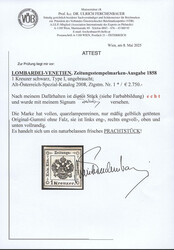 Lombardei & Venetien, 1858, Zeitungsstempelmarke Nr 1 , ungebraucht ...