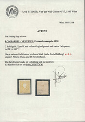 Lombardei & Venetien, 1858, 6 IIb, 2 soldi, dunkelgelb, Kaiser Franz ...