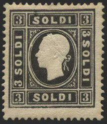 Lombardei & Venetien, 1858, 7 Ia, 3 soldi, schwarz, Kaiser Franz ...