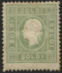 Lombardei & Venetien, 1858, 8 a, 3 soldi, gelblichgrün, Kaiser Franz ...