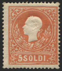 Lombardei & Venetien, 1858, 9 Ia, 5 soldi, rot, Kaiser Franz Joseph, ...
