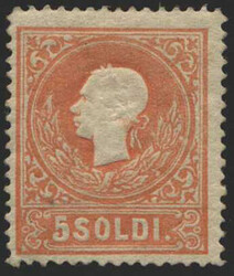 Lombardei & Venetien, 1858, 9 Ia, 5 soldi, rot, Kaiser Franz Joseph, ...