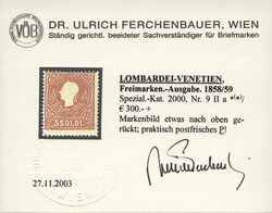 Lombardei & Venetien, 1858, 9 IIa, 5 soldi, rot, Kaiser Franz Joseph, ...