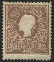 Lombardei & Venetien, 1858, 10 I a, 10 soldi, lilabraun, Kaiser Franz ...