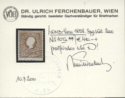 Lombardei & Venetien, 1858, 10 I a, 10 soldi, lilabraun, Kaiser Franz ...