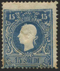 Lombardei & Venetien, 1858, 11 IIa, 15 soldi, blau, Kaiser Franz ...