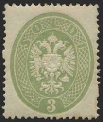 Lombardei & Venetien, 1863, 15 a, 3 soldi, grün, Doppeladler, KZ 14, ...