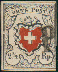BUNDESMARKEN, 1850, ORTSPOST mit Kreuzeinfassung, Marke dreiseitig ...