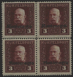 Österr. Feldpost Montenegro, 1917, V, 3 Heller, nicht verausgabte ...