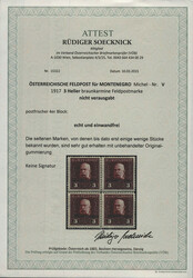 Österr. Feldpost Montenegro, 1917, V, 3 Heller, nicht verausgabte ...