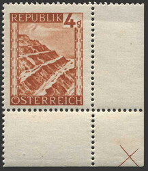 Österreich, 1945/47, 739, postfrisches Eckrandstück mit ...