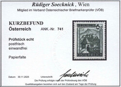 Österreich, 1945/47, 741, Abarten los mit 3 Werten, Papierfalte - ...