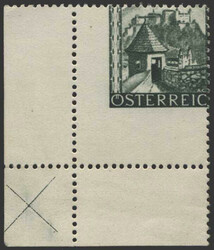 Österreich, 1945/47, 741, linkes unteres Eckrandstück mit extrem ...