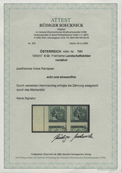 Österreich, 1945/47, 741, waagrechtes Paar vom linken Bogenrand, ...
