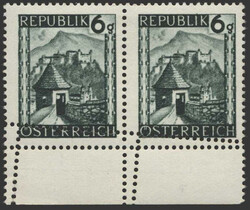 Österreich, 1945/47, 741, waagrechtes Unterrandpaar mit ...