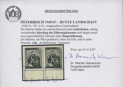 Österreich, 1945/47, 741, waagrechtes Unterrandpaar mit ...