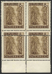 Österreich, 1945/47, 742, postfrischer Unterrand - Viererblock mit ...