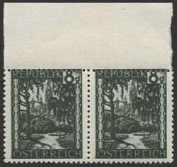 Österreich, 1945/47, 743, waagrechtes Oberrandpaar, stark verzähnt ...