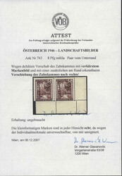 Österreich, 1945/47, 743, waagrechtes Paar aus der linken unteren ...