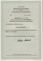 Österreich, 1945/47, 744 P, 8 Gr. Bunte Landschaft, Probedrucke in ...