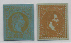 Österreich, 1867, 35 PU, 2 Kreuzer Bogenprobe in stark überfärbtem ...