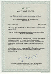 Österreich, 1867, 35 I a, 2 Kreuzer, gelb, ungebrauchter ...