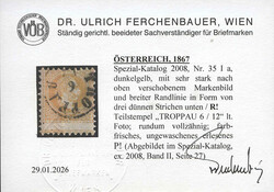 Österreich, 1867, 35 I a dunkelgelb, farbintensiv mit stark nach ...