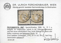 Österreich, 1867, 35 I a, helle Nuance im waagrechten Paar mit ...