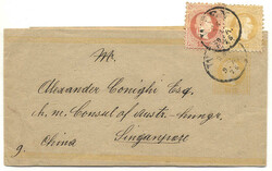 Österreich, 1875, WIEN - SINGAPUR, extrem seltene, portogerechte 9Kr ...